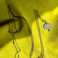 1880 Antique Silver Link Longuard Chain Necklace with Coin Pendant - 61.75 inch length