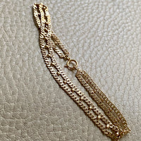18k Gold double row pressed curb link bracelet -  7.75 inch length