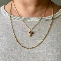 14k Gold Vintage Skinny Biker Link Chain Necklace - 23.1 inch length