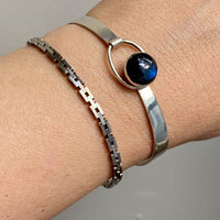 1950s 18k White Gold Vintage Slim Brick Link Bracelet - 7 inch length