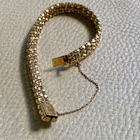 vintage Honeycomb link triple strand bracelet - 18k gold - 7 inch length