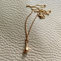 18k gold vintage swedish gold droplet pendant on matching 15inch 18k gold curb chain