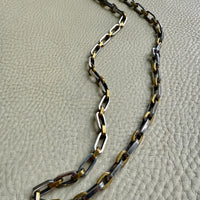 UNIQUE Chunky Sterling Silver with Alternating Gilt Links - Taxco Link Necklace - 24 inch length