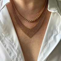 1950s era Vintage Graduated Width Rolo Link Necklace in 18k Gold - 17.75 inch length
