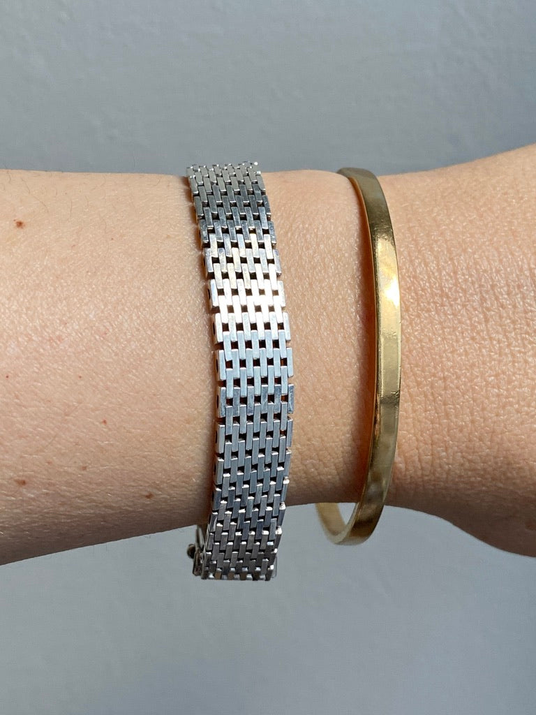 1975 Sterling silver brick link bracelet - Falköping, Sweden - 7.25 inch length
