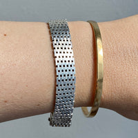 1975 Sterling silver brick link bracelet - Falköping, Sweden - 7.25 inch length