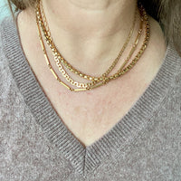 Modernist 18k solid gold bar link chain necklace - Made in 1961 - 17.5 inch length