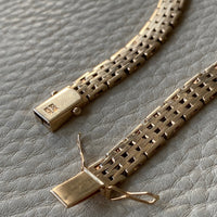 Luxurious and HEAVY solid gold brick link necklace - Danish 1960s vintage - 17 inch length