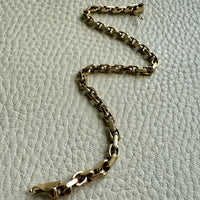Vintage Biker Link Bracelet in 14k solid gold - Signed EEJ - 7.6 inch length