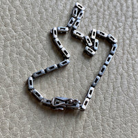 1950s 18k White Gold Vintage Slim Brick Link Bracelet - 7 inch length