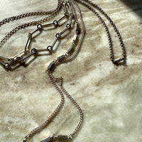 Fabulous 1975 Sterling Silver EXTRA LONG Curb Chain with Bar Link Necklace - 50.5 inch length