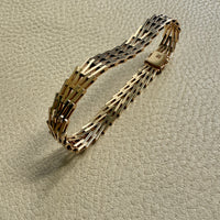 Vintage Scandinavian V Link Bracelet in 14k Gold Signed SV Glymerrs - 7.4 inch length