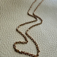 Longer Length 14k Gold Biker Link Necklace 3mm width - 22.2 inch length