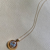 1964 Vintage Finnish Large Faceted Spinel Pendant Necklace by Pekka Ilmari Aulin in 14k Gold - 15.75 inch length