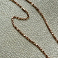 Midcentury era 18k Gold Necklace - Rolo Link Variation Chain Necklace - 17.5 inch length