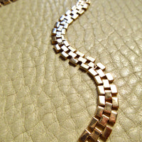 SILKY! Midcentury Italian Brick Link Necklace 18k Gold – 18.5 Inch Length