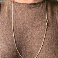 18k Gold Antique Virola Link Watch Chain Front Clasp Necklace - 15.5 inch length