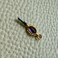 1830 Antique 18k Gold and Purple Amethyst Articulated Pocket Watch Key Pendant Fob