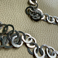 Silver Handmade Flat Circles Chain Necklace - 36 inch length