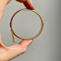 1950 Finnish Hinged Bangle with Botanical Flowers and Leaves Engraved Pattern 14k Yellow Gold - 6.8 inch interior