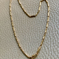 Vintage Italian 18k Gold Tubular Bar Link Necklace - 16.5 inch length
