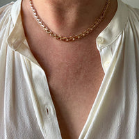 1960 Swedish Vintage Tulip Link Necklace in Rosy 18k gold - 16.3 inch length