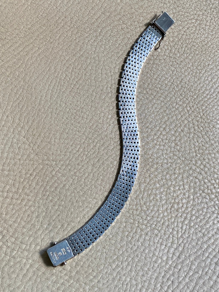 1975 Sterling silver brick link bracelet - Falköping, Sweden - 7.25 inch length