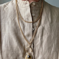 18k Gold Chubby Round Curb Link Chain Necklace - Swedish Vintage - 20 inch length