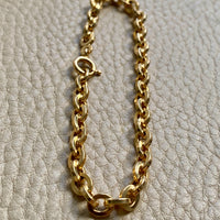 Vintage Italian UnoAErre Biker Link Chain Bracelet in 18k Gold - 7 inch length