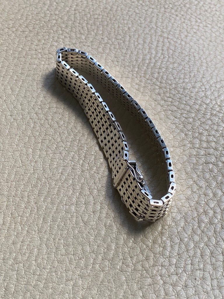 1975 Sterling silver brick link bracelet - Falköping, Sweden - 7.25 inch length