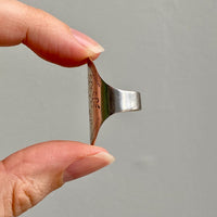 1955 Rare vintage sterling silver large face sewing ring - floral etching - Size 5