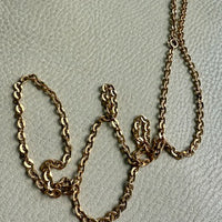 Italian Midcentury era Vintage Flat Oval link long chain in 18k gold - 32.3 inch length