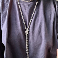 Antique Substantial Silver Oval Cable link Chain Necklace- 59 inch length