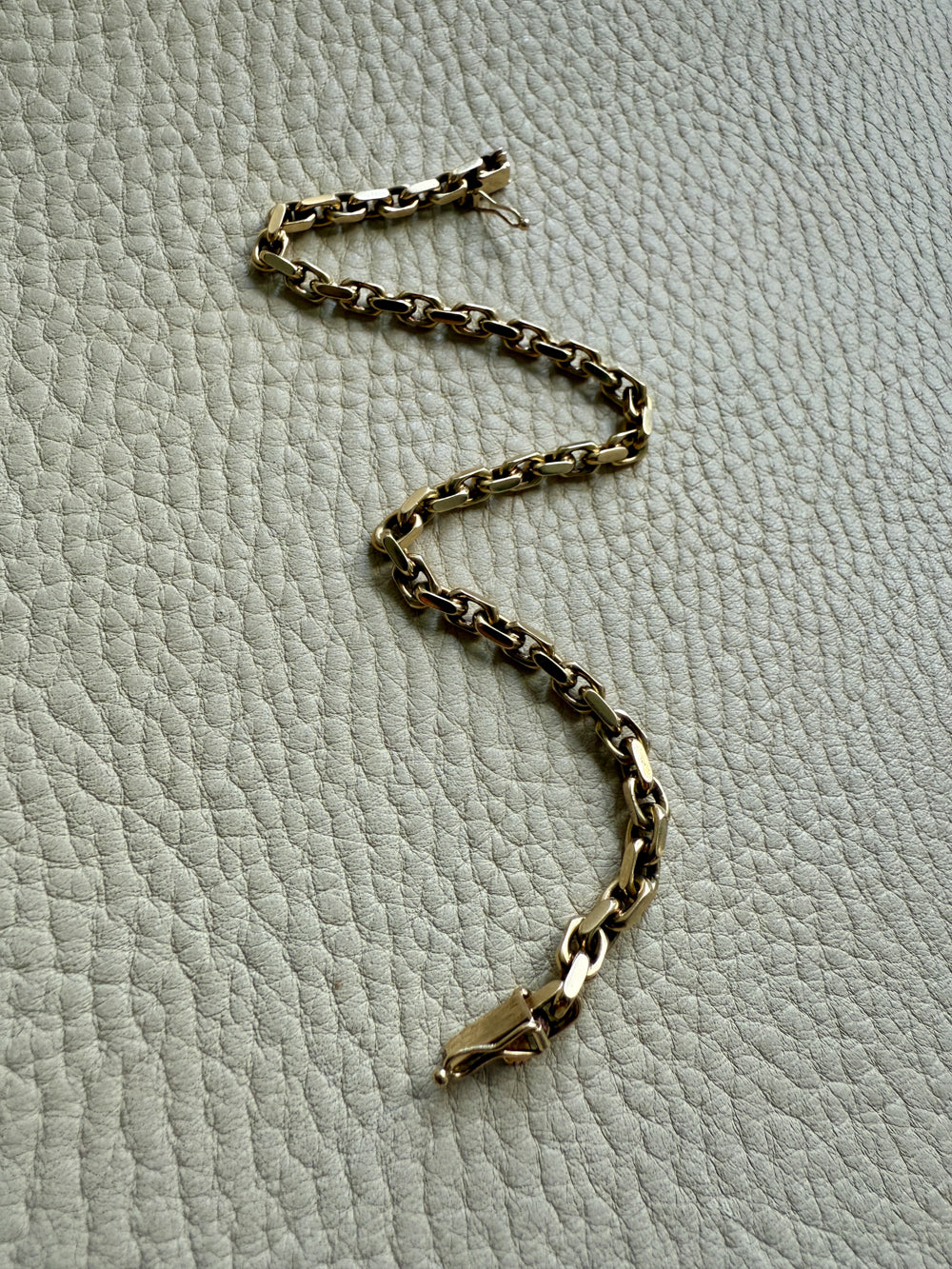 Vintage Biker Link Bracelet in 14k solid gold - Signed EEJ - 7.6 inch length