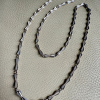 Unique! Chunky Long Sterling Silver Vintage Bow Link Necklace - 35 inch length