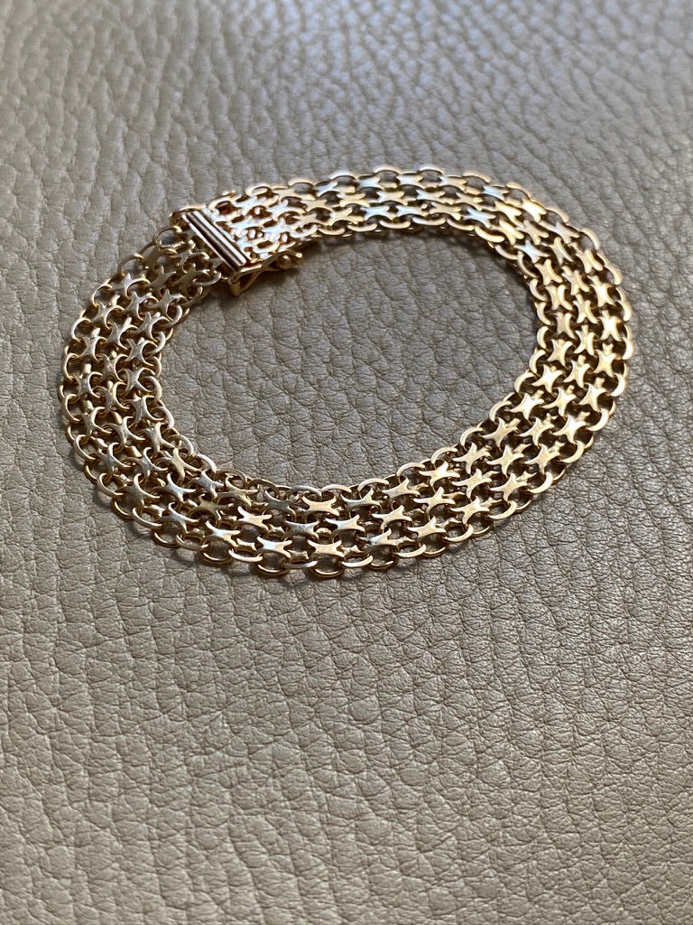 1968 Triple row star link bracelet in 18k gold - 7.25 inch length