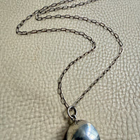 Vintage Silver Long Necklace with Orb Pendant - 25.6 inch length