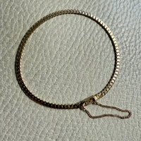 EXCELLENT! Vintage Swedish 18k Gold Tight Curb Bracelet with Safety Chain - 7 inch length