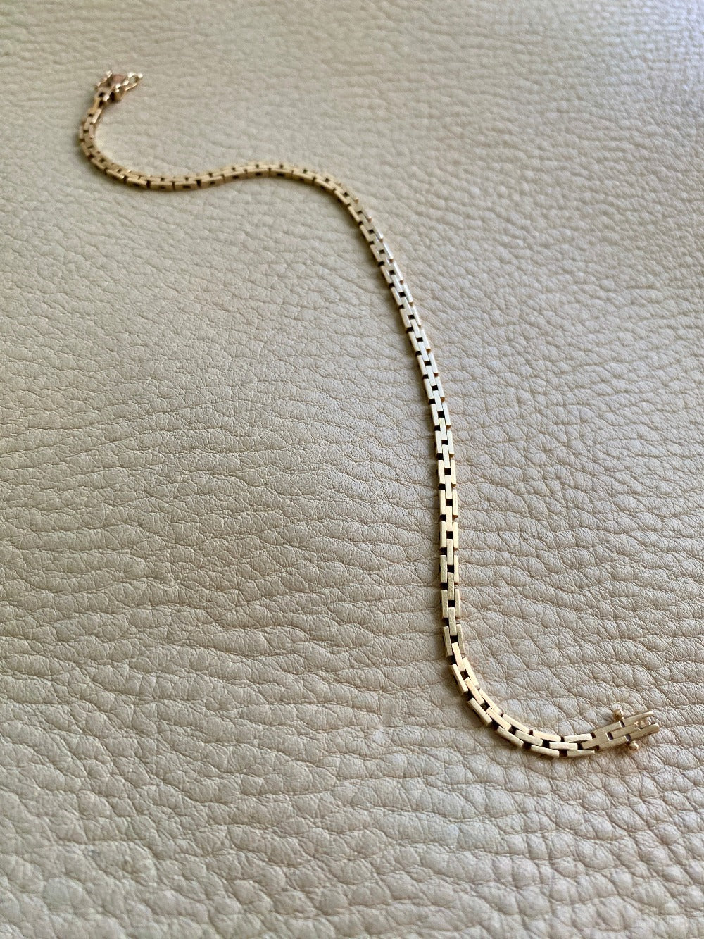 Danish vintage 14k slim brick link bracelet