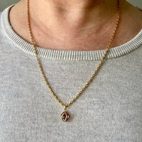 18k gold caged amethyst pendant or charm