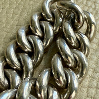 WOW! Vintage Silver SOLID Puffy Curb Link Bracelet - 7.3 inch interior circumference