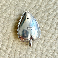 Antique Signed Swedish Silver Puffy Heart Pendant with Clear Stone