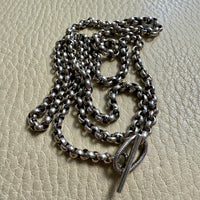 Lariat Style Antique Silver Rolo Link Necklace- 22.25 inch length