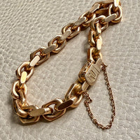 CHONK! 1911 Swedish Antique 18k gold Biker Link Bracelet 8mm width - 7.1 inch interior circumference