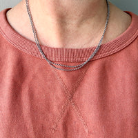 Antique Double Rolo Link Necklace with Barrel Clasp - 18.8 inch length