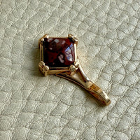 18k Yellow Gold Pendant with Älvdalen Porphyry Cabochon - 1.1 inch length