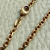 Vintage Italian 3mm Solid Biker Link Chain Necklace 18k Gold – 19.75 Inch Length