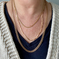 Vintage 18k gold pressed curb link necklace - 17.7 inch length