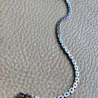 1950s 18k White Gold Vintage Slim Brick Link Bracelet - 7 inch length