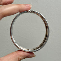 Swedish Vintage Textured Hinged Bangle in Silver- 7 inch interior circumference